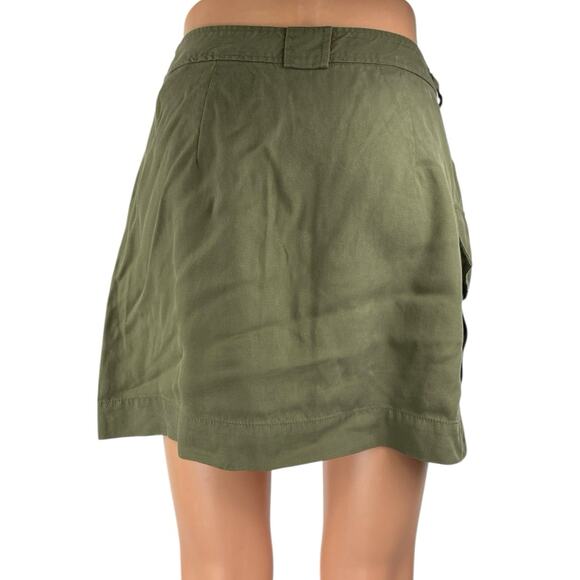 Rachel Roy Olive Green Utility Pocket Tie Waist Cargo Wrap Mini Pencil Skirt S - Picture 3 of 5